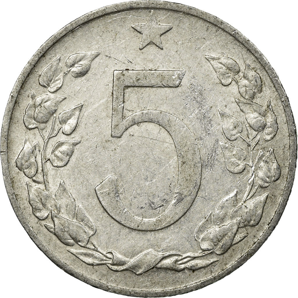 Coin, Czechoslovakia, 5 Haleru, 1953, VF(30-35), Aluminum, KM:37