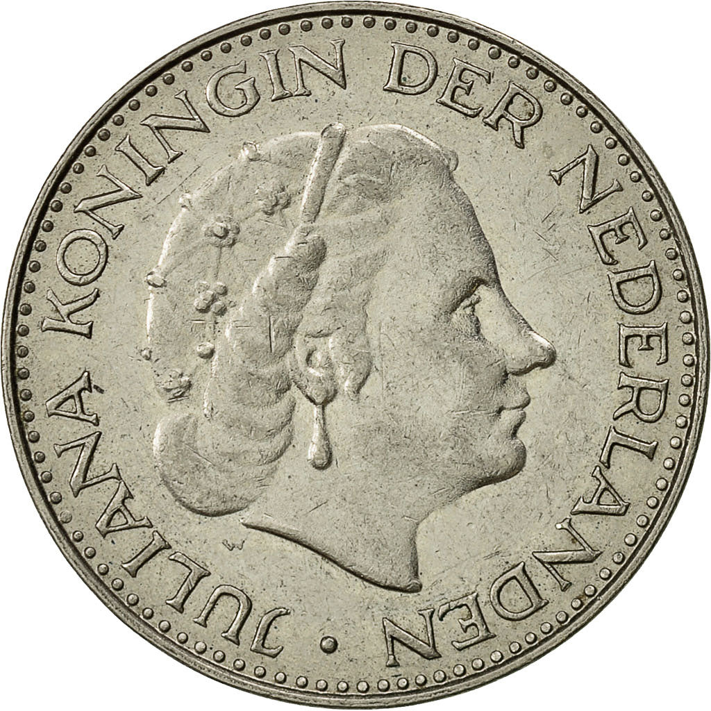 Coin, Netherlands, Juliana, Gulden, 1967, EF(40-45), Silver, KM:184