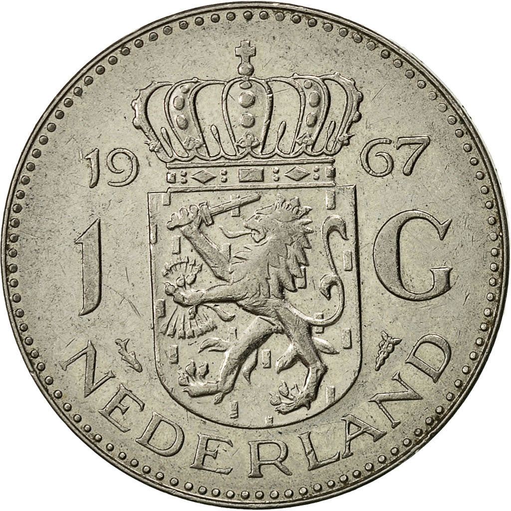 Coin, Netherlands, Juliana, Gulden, 1967, EF(40-45), Silver, KM:184