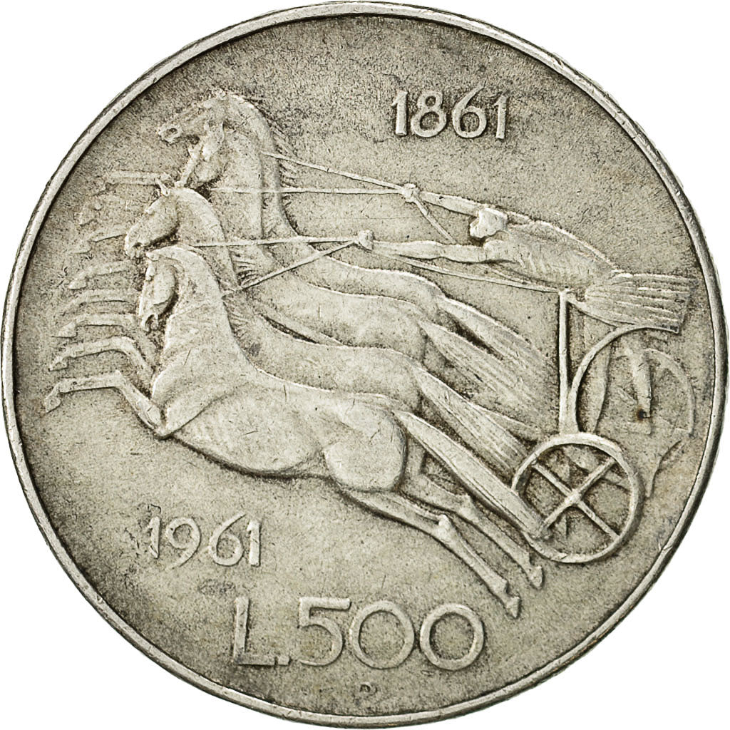 Coin, Italy, 500 Lire, 1961, Rome, VF(20-25), Silver, KM:99