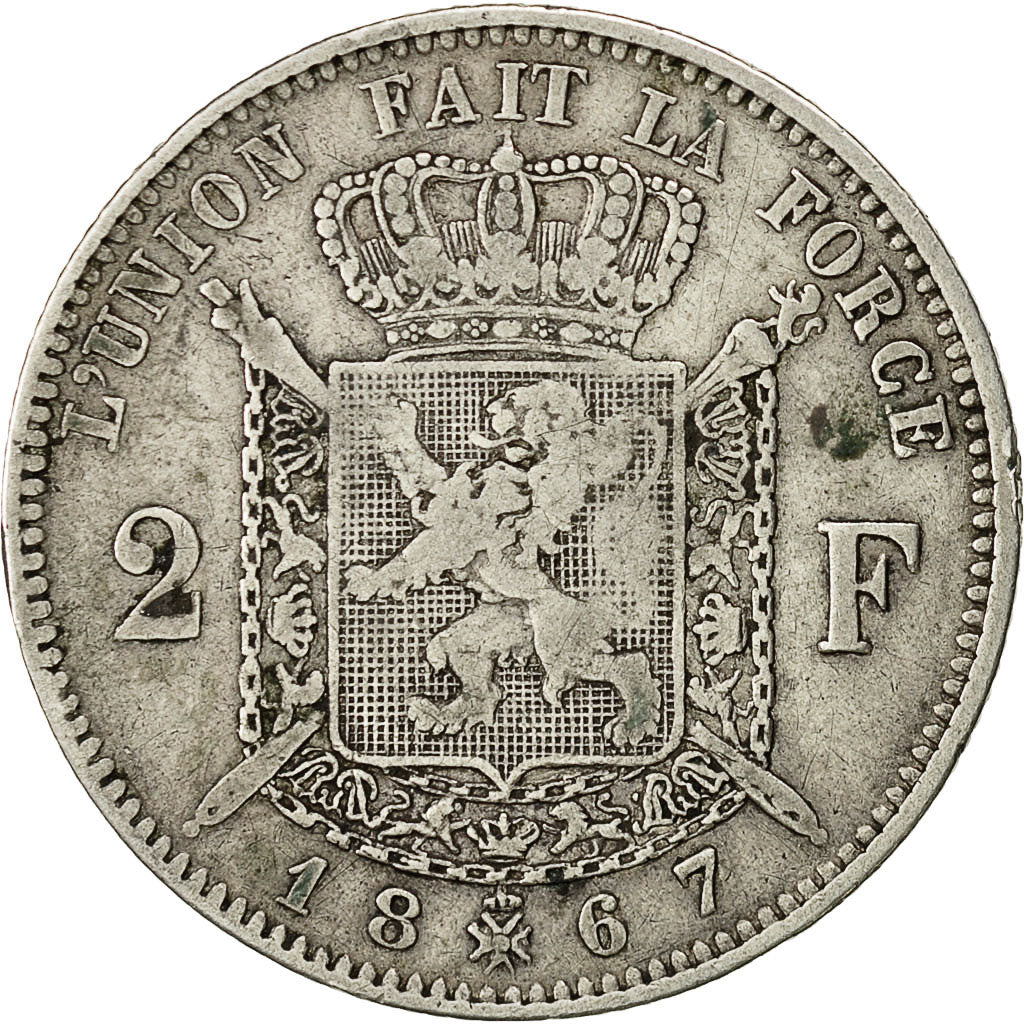 Münze, Belgien, Leopold II, 2 Francs, 2 Frank, 1867, S, Silber, KM:30.1