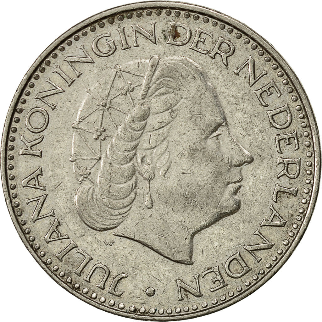Moneda, Países Bajos, Juliana, Gulden, 1968, BC+, Níquel, KM:184a