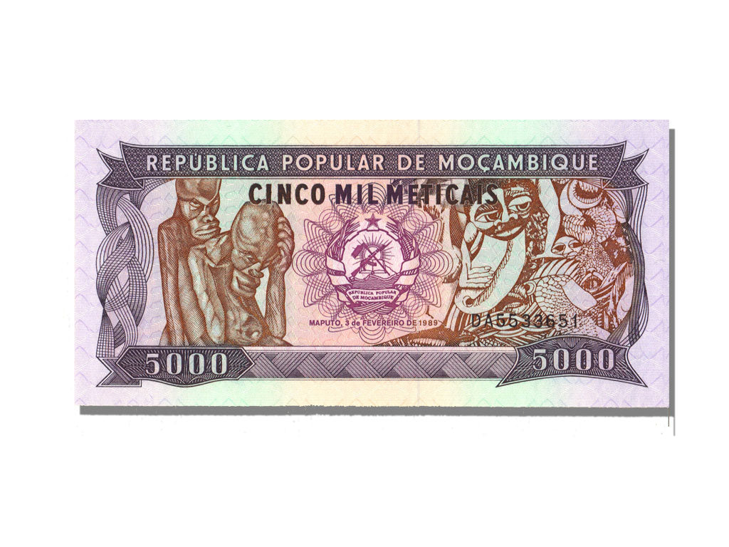 Mozambique, 5000 Meticais, 1989, KM #133b, 1989-02-03, UNC(65-70), DA 5533651