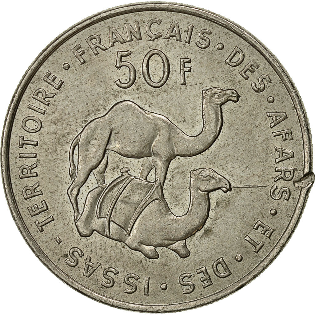 FRENCH AFARS & ISSAS, 50 Francs, 1975, Paris, VF(20-25), Copper-nickel, KM:18