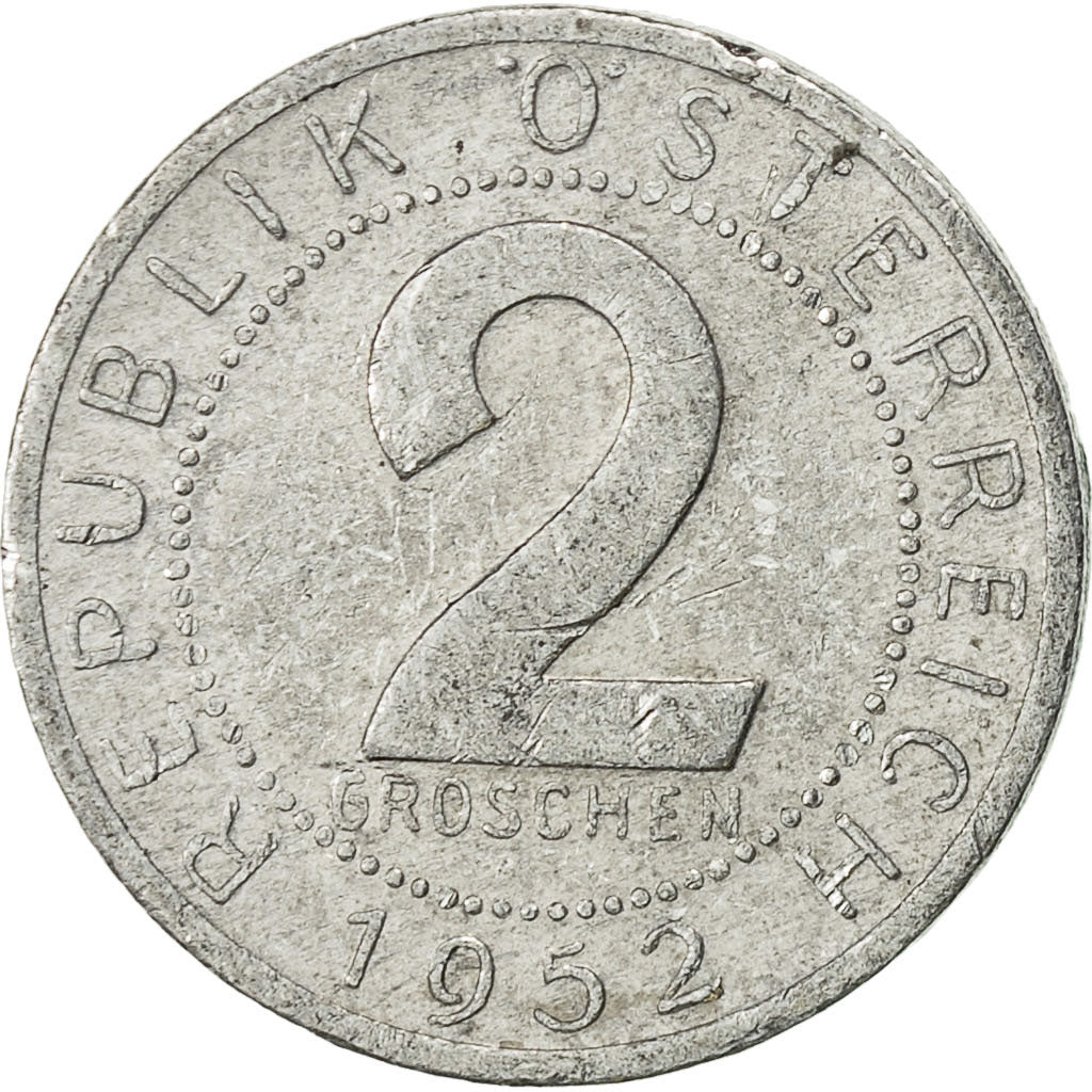 Coin, Austria, 2 Groschen, 1952, VF(20-25), Aluminum, KM:2876