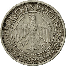 Coin, GERMANY, WEIMAR REPUBLIC, 50 Reichspfennig, 1937, Munich, VF(20-25)