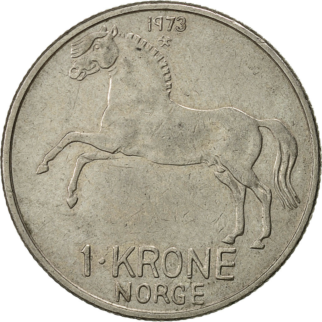 Moneta, Norvegia, Olav V, Krone, 1973, MB, Rame-nichel, KM:409