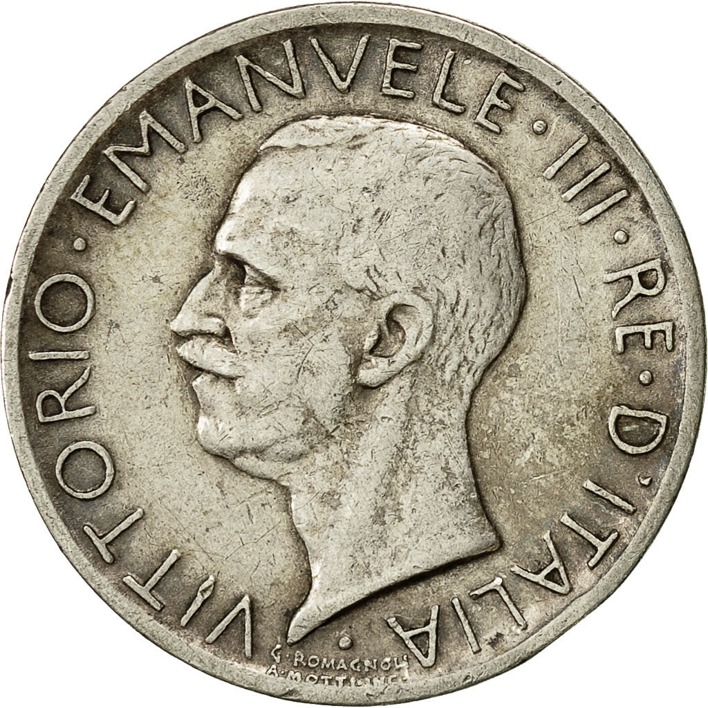 Coin, Italy, Vittorio Emanuele III, 5 Lire, 1927, Rome, VF(20-25), Silver
