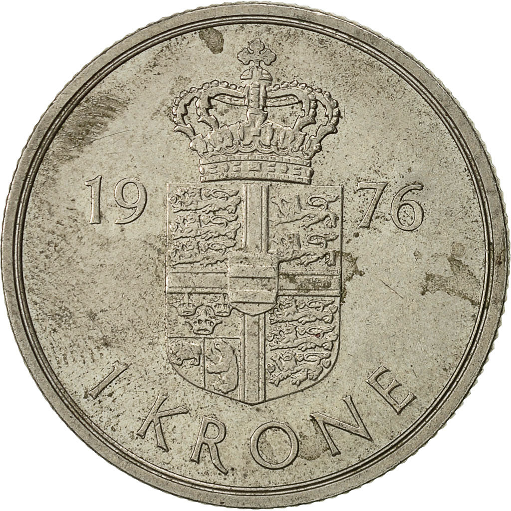 Munten, Denemarken, Margrethe II, Krone, 1976, Copenhagen, FR, Copper-nickel