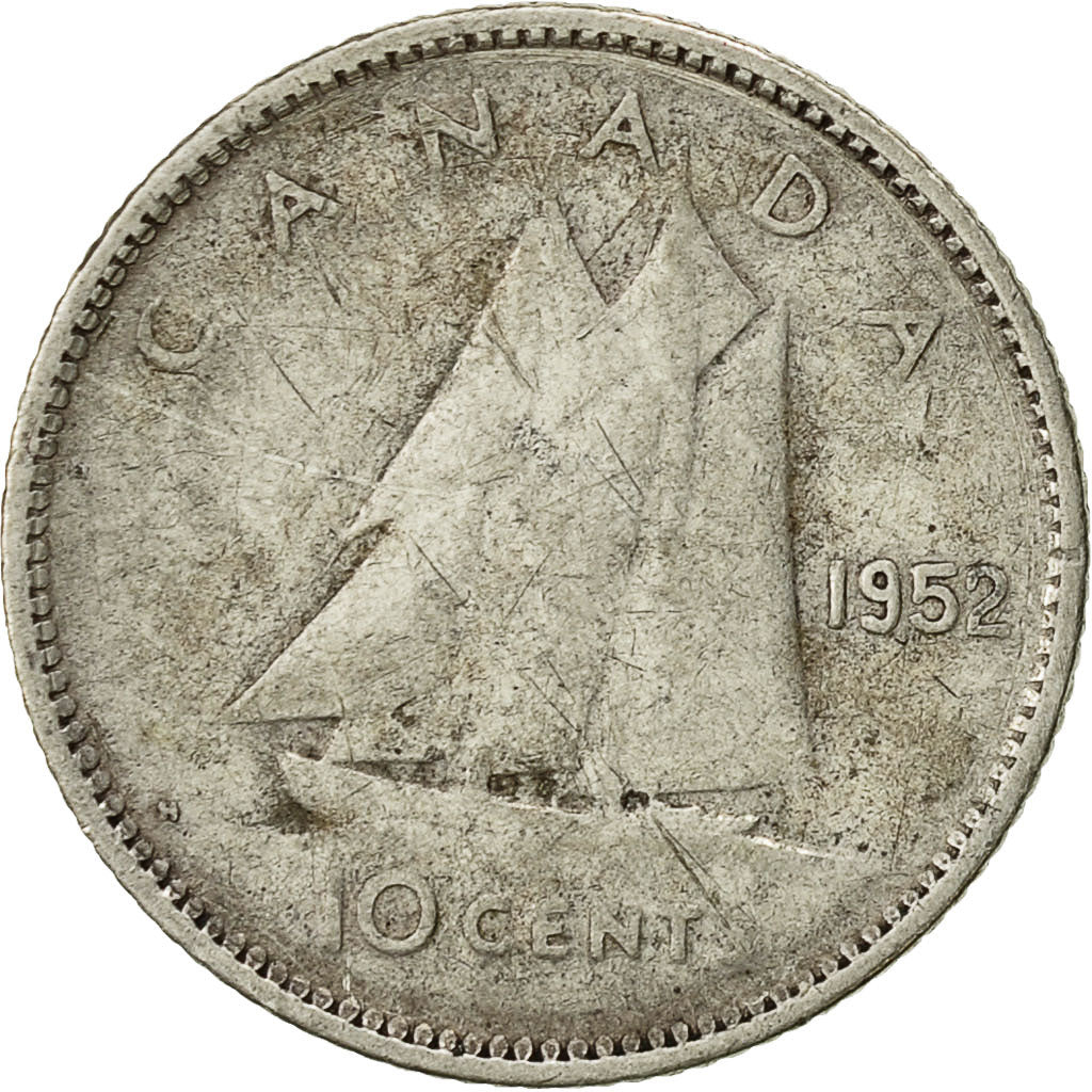 Coin, Canada, George VI, 10 Cents, 1952, Royal Canadian Mint, Ottawa, VF(20-25)