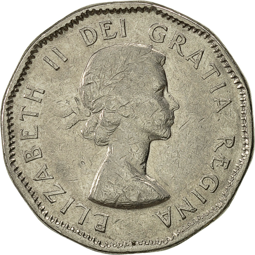 Coin, Canada, Elizabeth II, 5 Cents, 1957, Royal Canadian Mint, Ottawa
