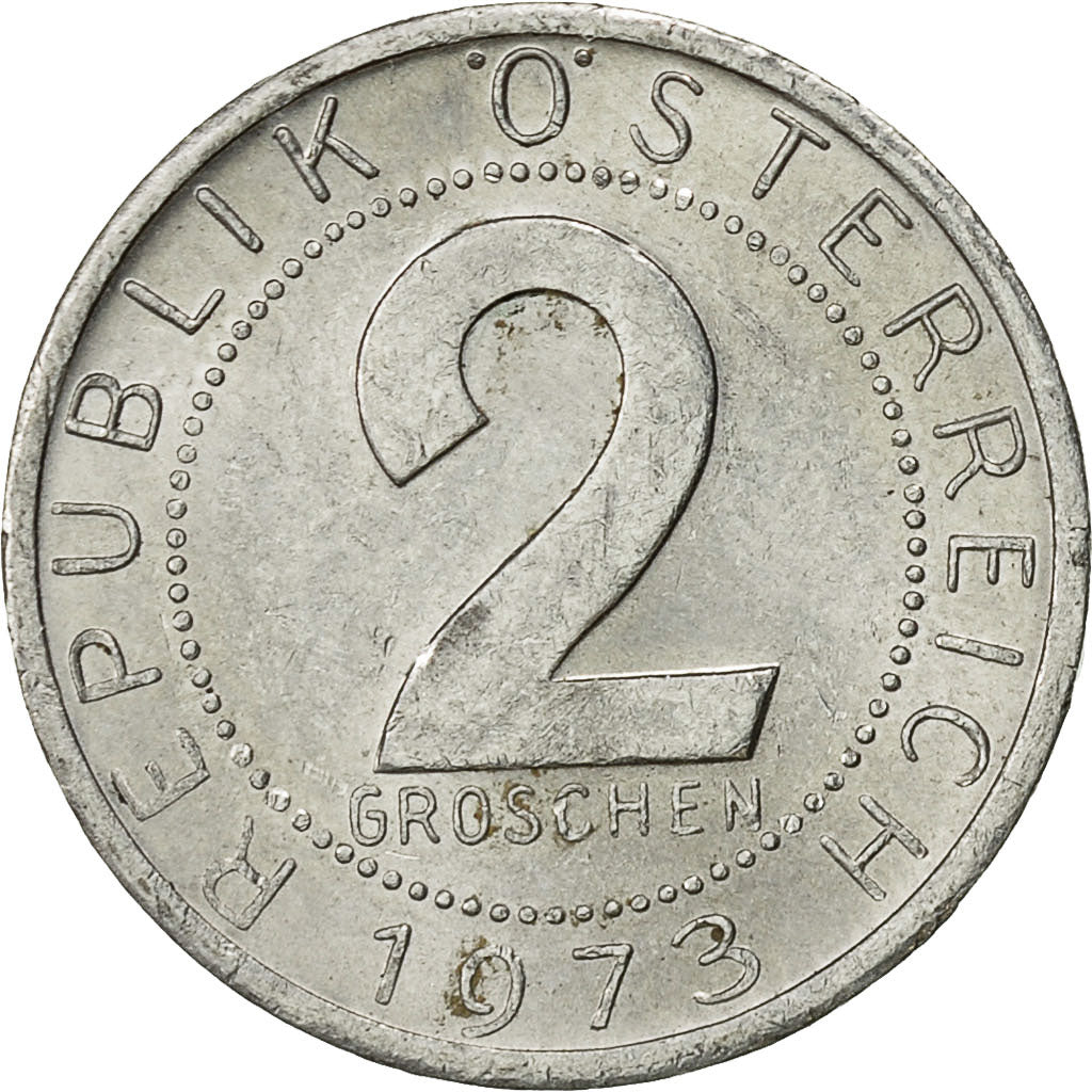 Münze, Österreich, 2 Groschen, 1973, SS, Aluminium, KM:2876