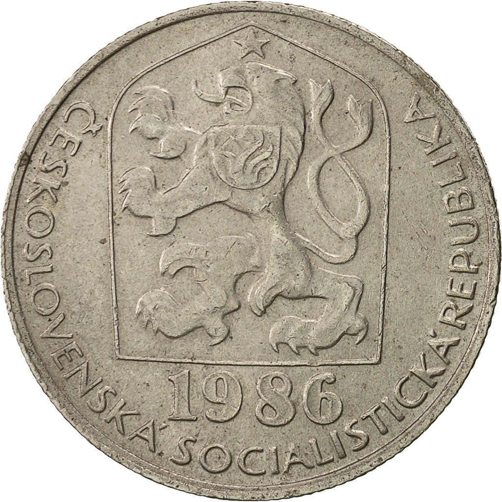 Coin, Czechoslovakia, 50 Haleru, 1986, VF(30-35), Copper-nickel, KM:89