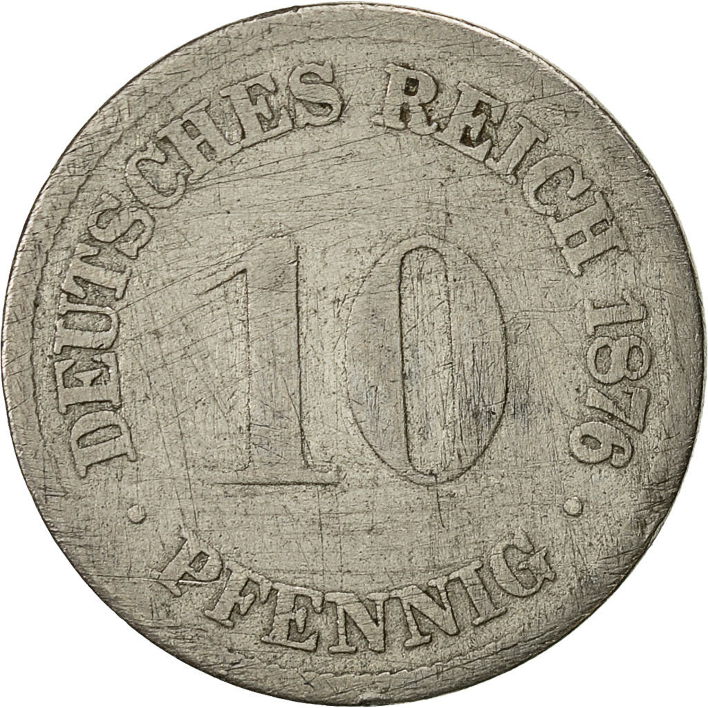 Monnaie, GERMANY - EMPIRE, Wilhelm I, 10 Pfennig, 1876, Munich, TB