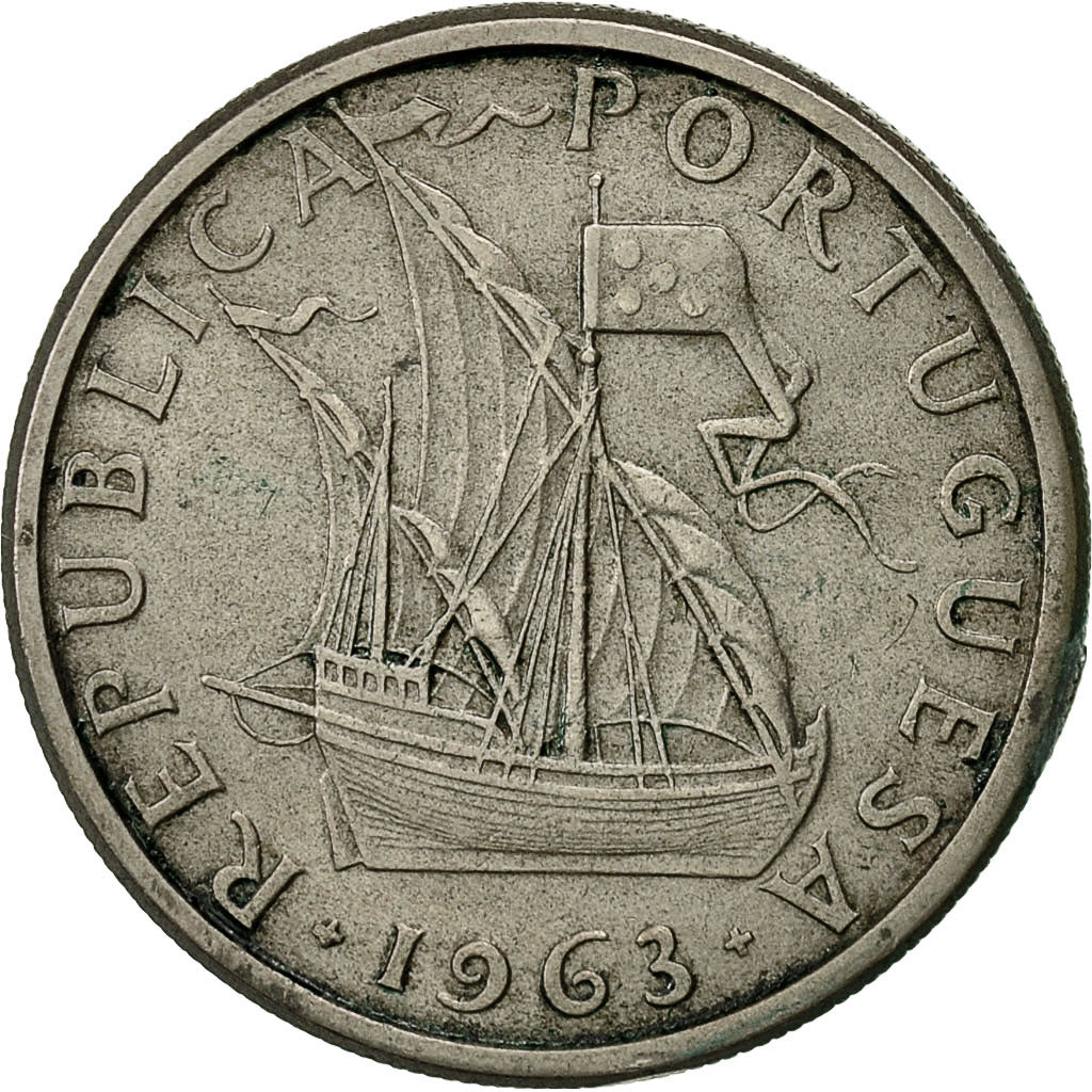 Coin, Portugal, 5 Escudos, 1963, VF(30-35), Copper-nickel, KM:591