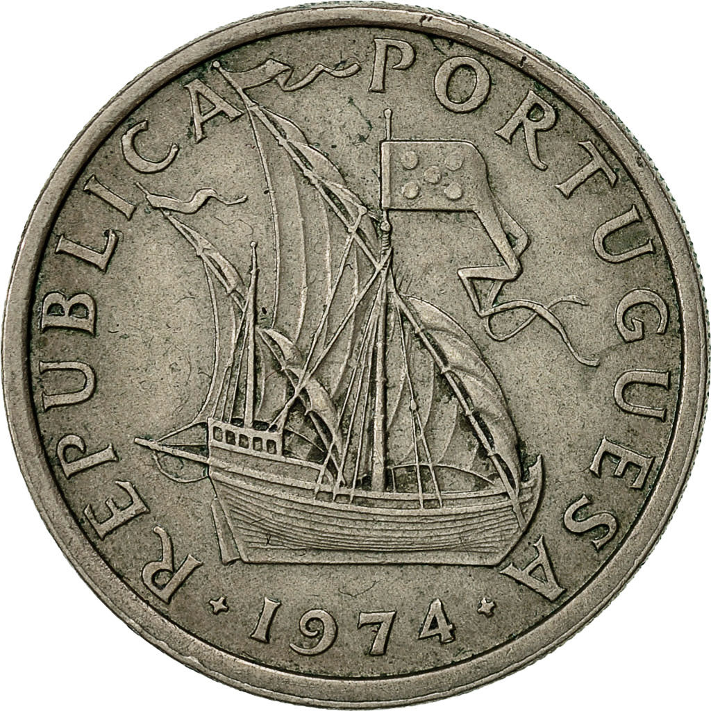 Munten, Portugal, 5 Escudos, 1974, FR+, Copper-nickel, KM:591