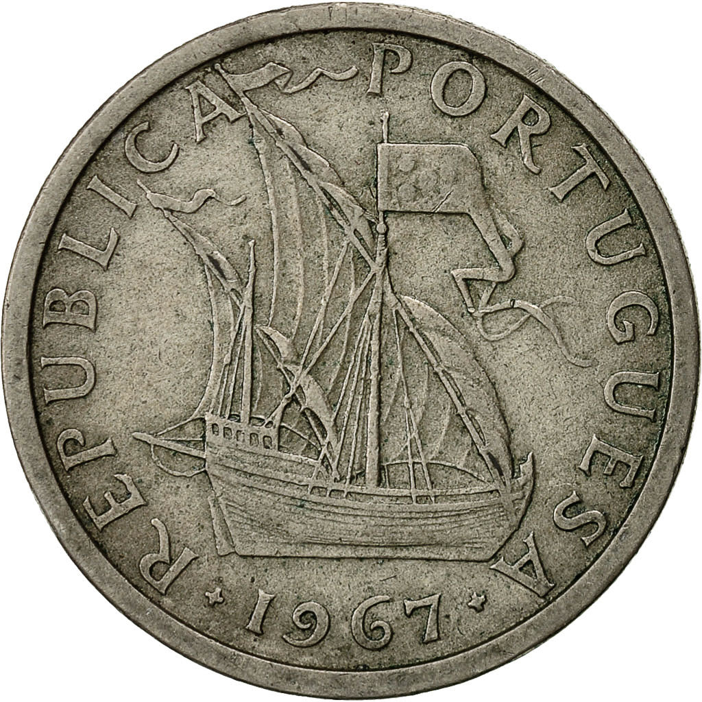 Munten, Portugal, 5 Escudos, 1967, FR+, Copper-nickel, KM:591