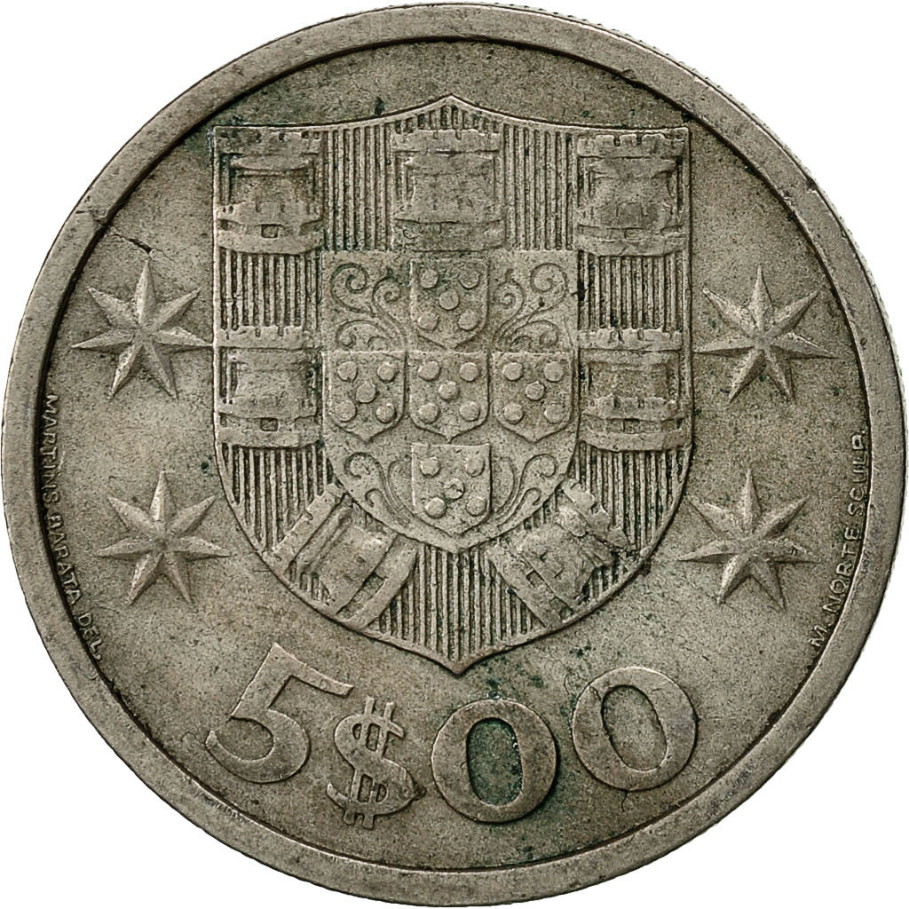 Munten, Portugal, 5 Escudos, 1967, FR+, Copper-nickel, KM:591