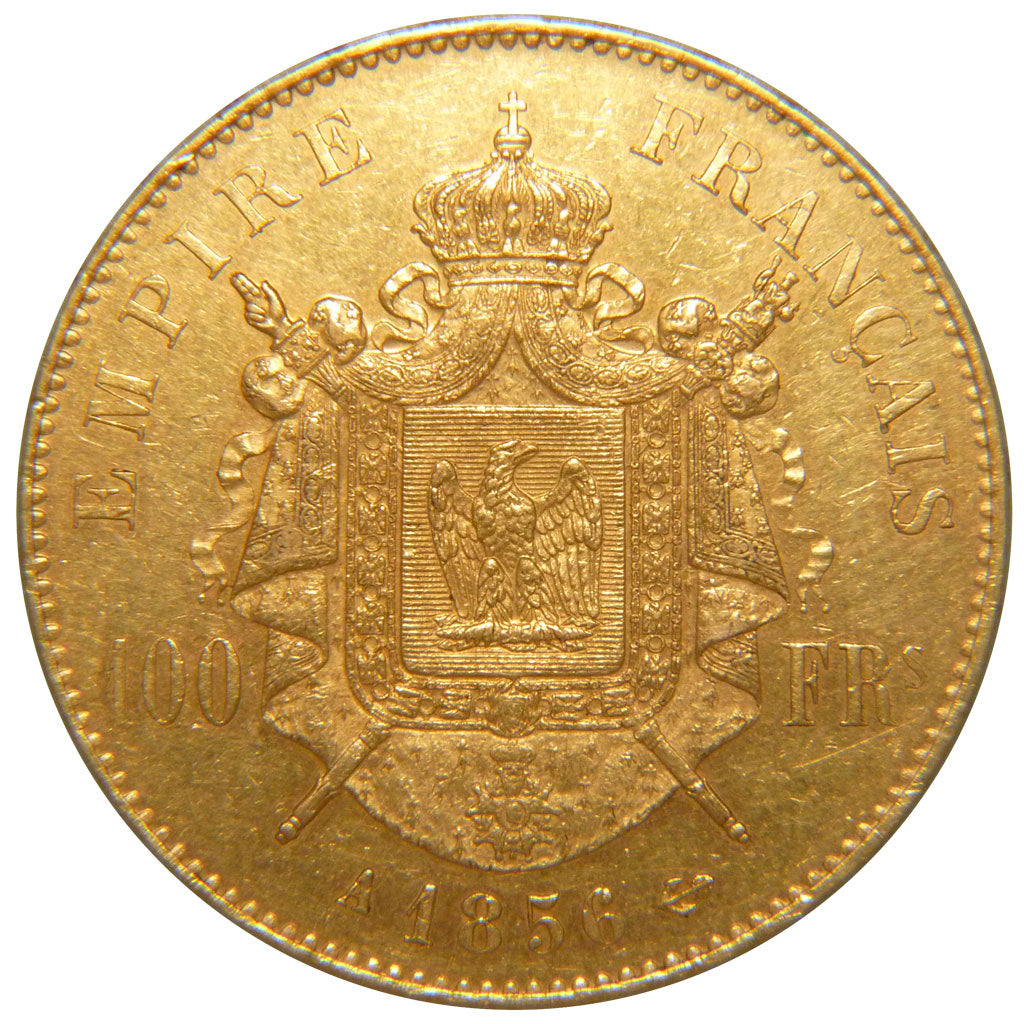 FRANCE, Napoléon III, 100 Francs, 1856, Paris, AU(55-58), Gold, Gadoury #1135, 3