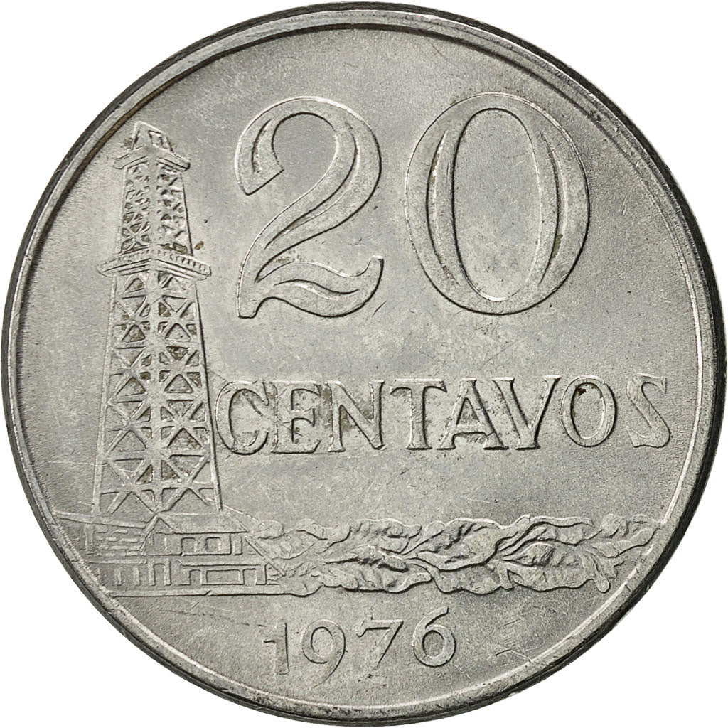Coin, Brazil, 20 Centavos, 1976, VF(30-35), Stainless Steel, KM:579.1a