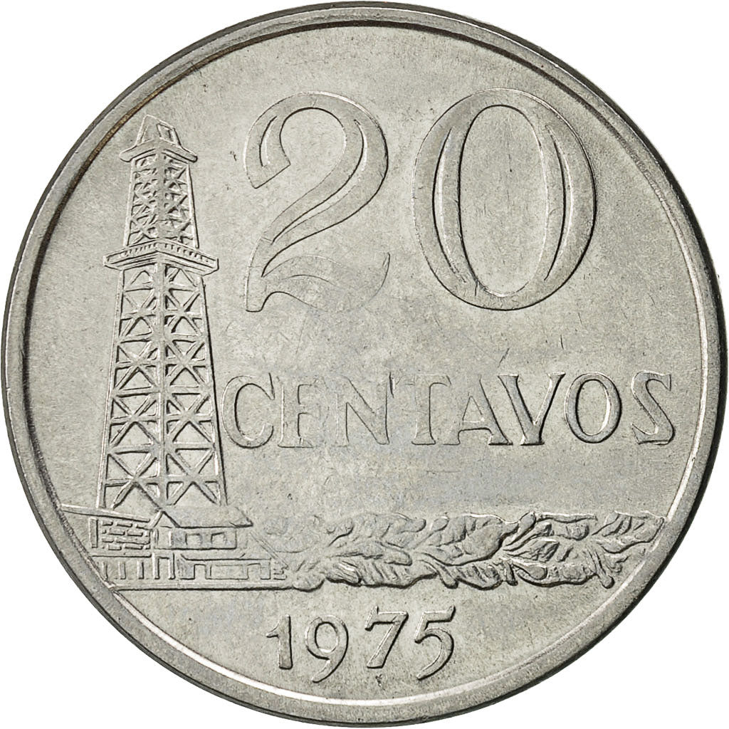 Moneta, Brasile, 20 Centavos, 1975, BB, Acciaio inossidabile, KM:579.1a