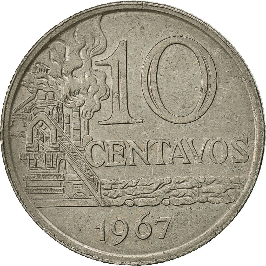 Moneda, Brasil, 10 Centavos, 1967, BC+, Cobre - níquel, KM:578.1