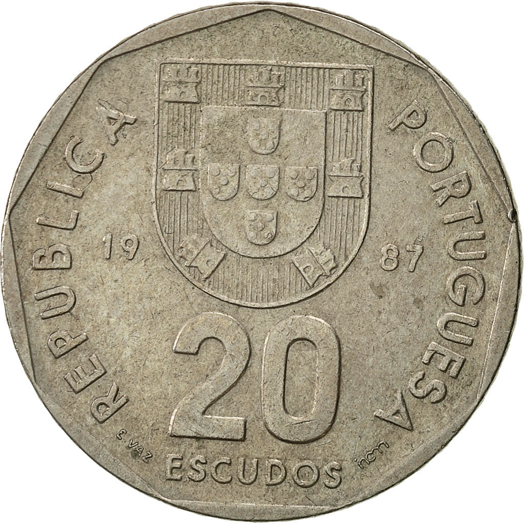 Munten, Portugal, 20 Escudos, 1987, Lisbon, FR+, Copper-nickel, KM:634.1