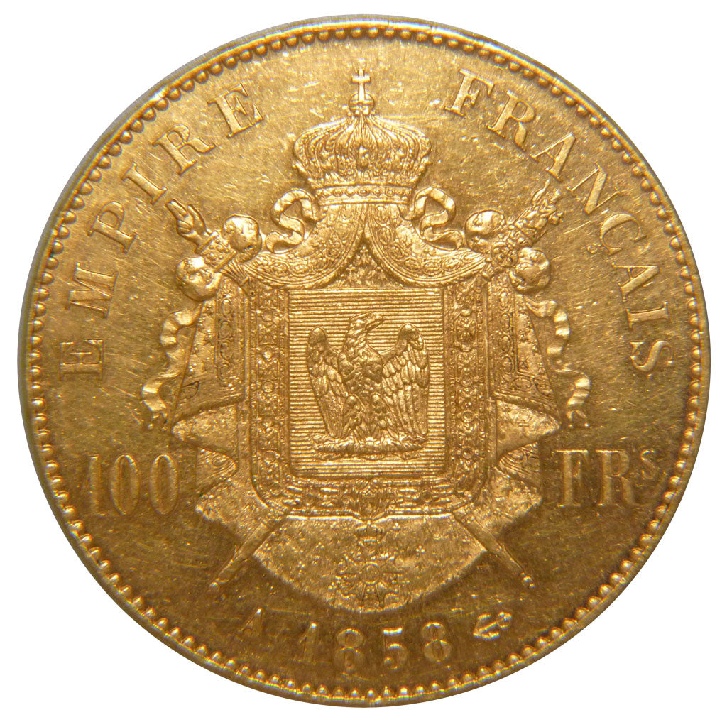 FRANCE, Napoléon III, 100 Francs, 1858, Paris, AU(55-58), Gold, Gadoury #1135, 3