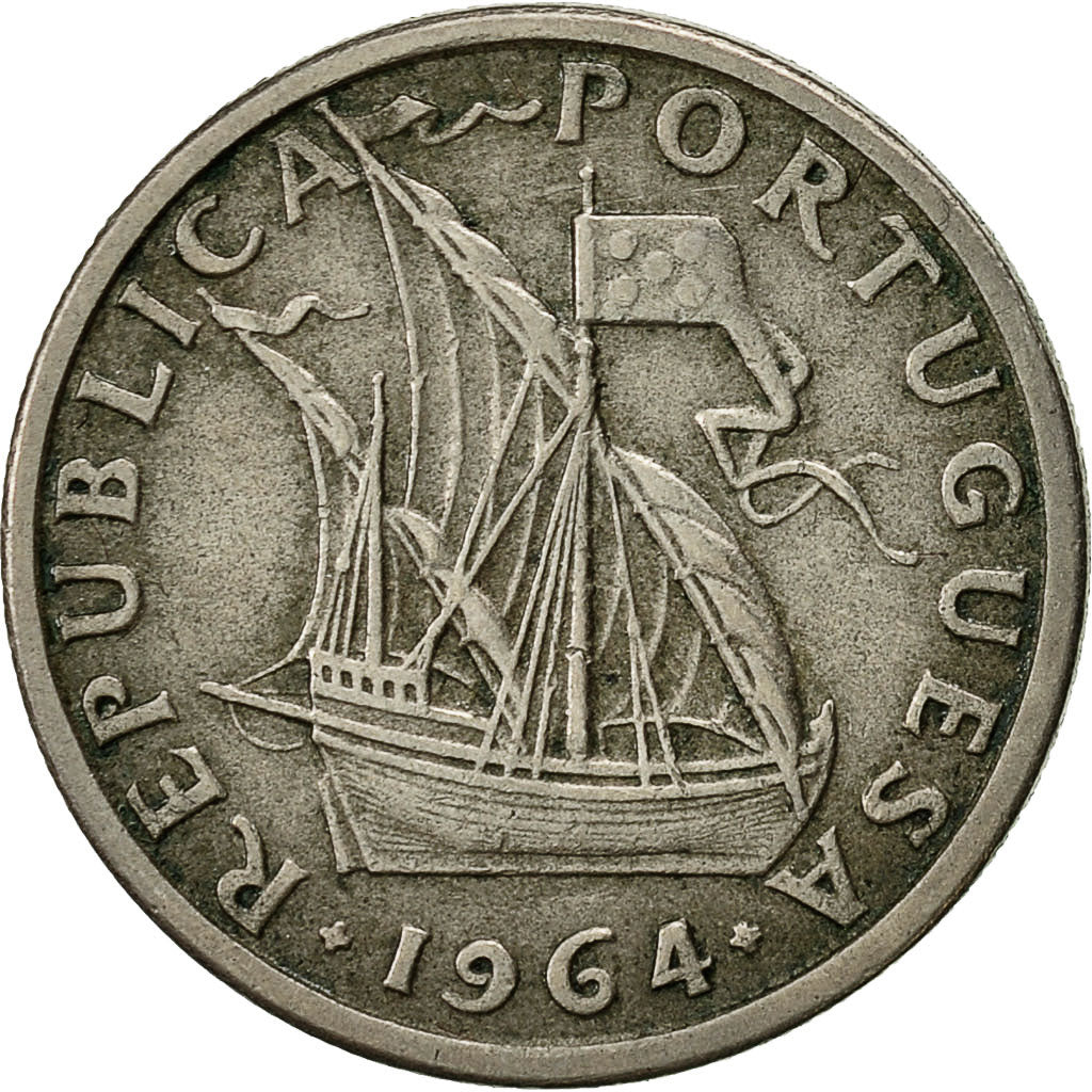 Moneda, Portugal, 2-1/2 Escudos, 1964, BC+, Cobre - níquel, KM:590