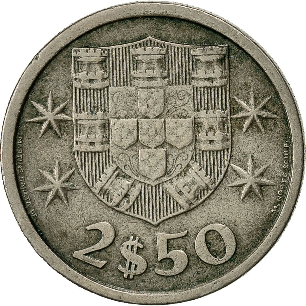 Moneda, Portugal, 2-1/2 Escudos, 1964, BC+, Cobre - níquel, KM:590