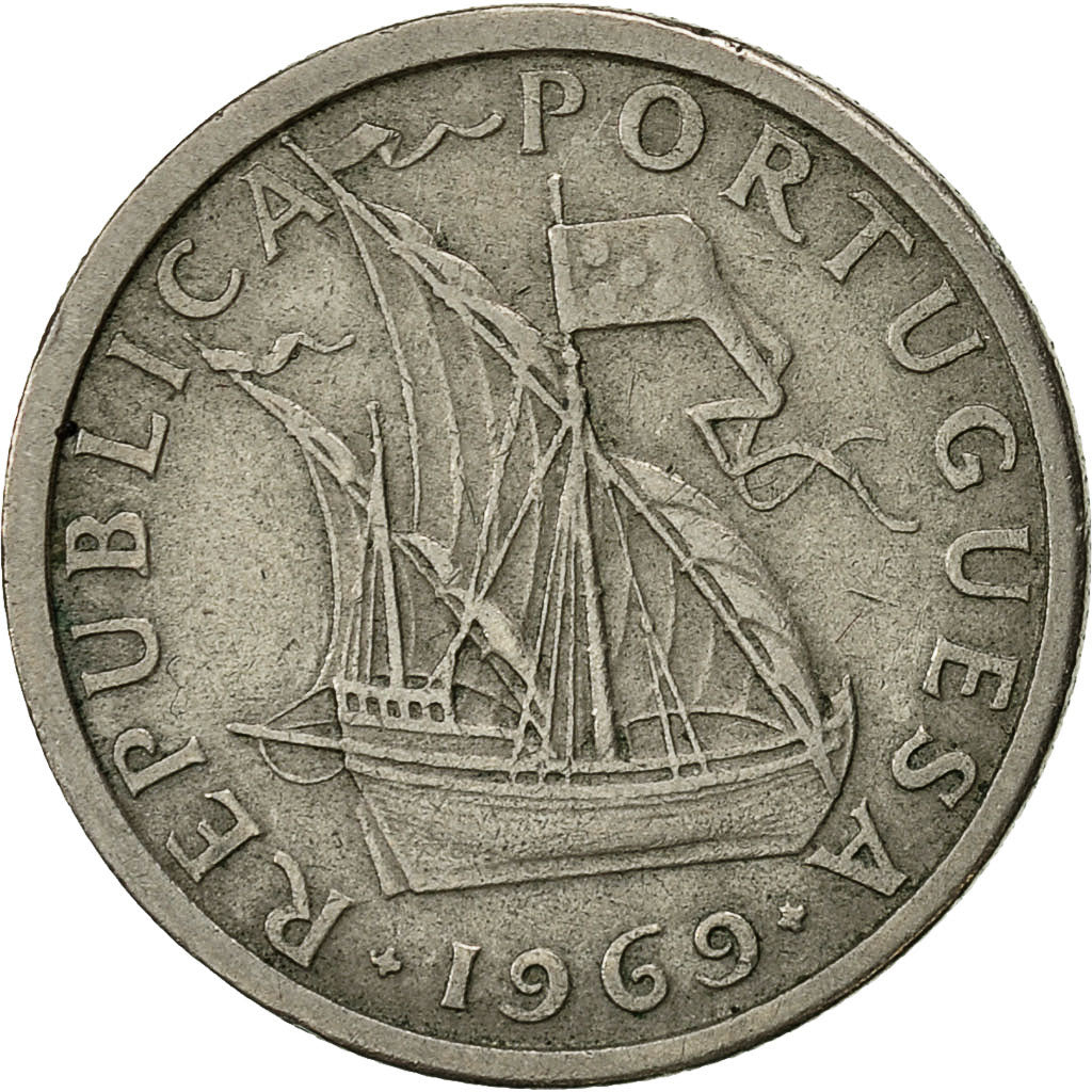 Munten, Portugal, 2-1/2 Escudos, 1969, FR+, Copper-nickel, KM:590