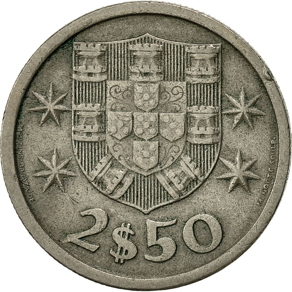Munten, Portugal, 2-1/2 Escudos, 1969, FR+, Copper-nickel, KM:590