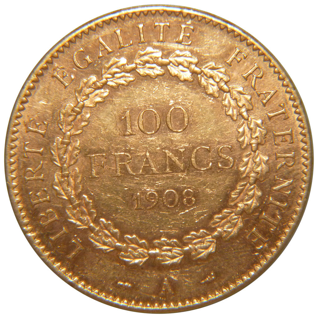 FRANCE, 100 Francs, 1908, Paris, AU(55-58), Gold, Gadoury #1137, 32.20
