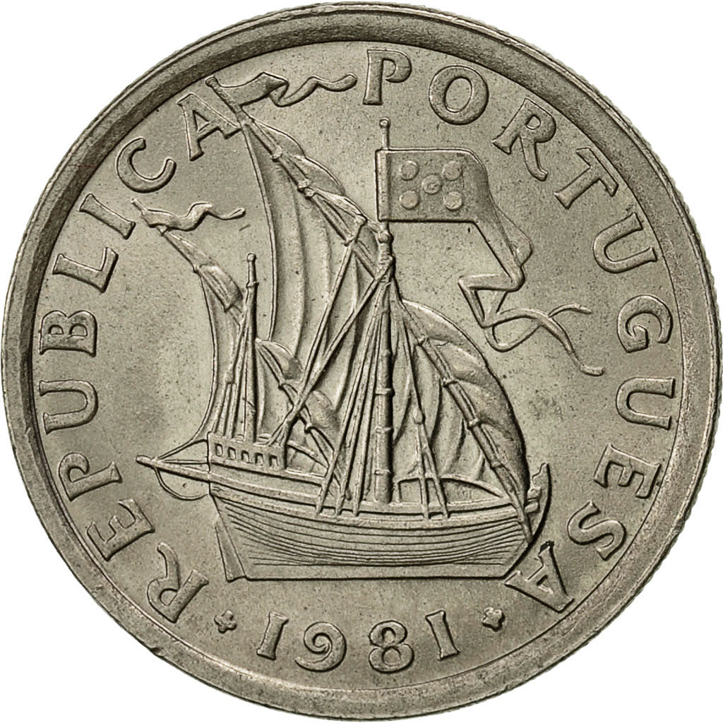 Munten, Portugal, 2-1/2 Escudos, 1981, ZF, Copper-nickel, KM:590