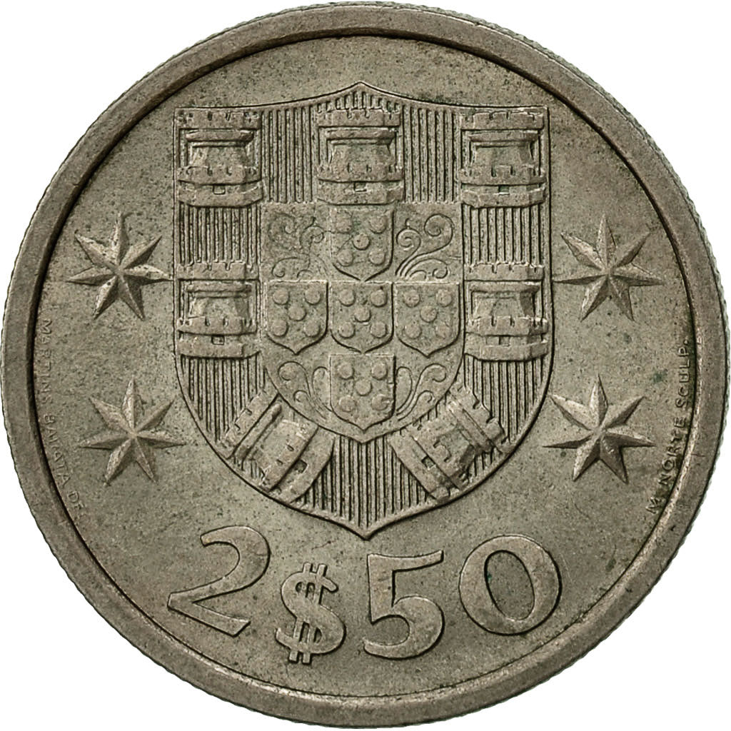 Munten, Portugal, 2-1/2 Escudos, 1979, FR+, Copper-nickel, KM:590