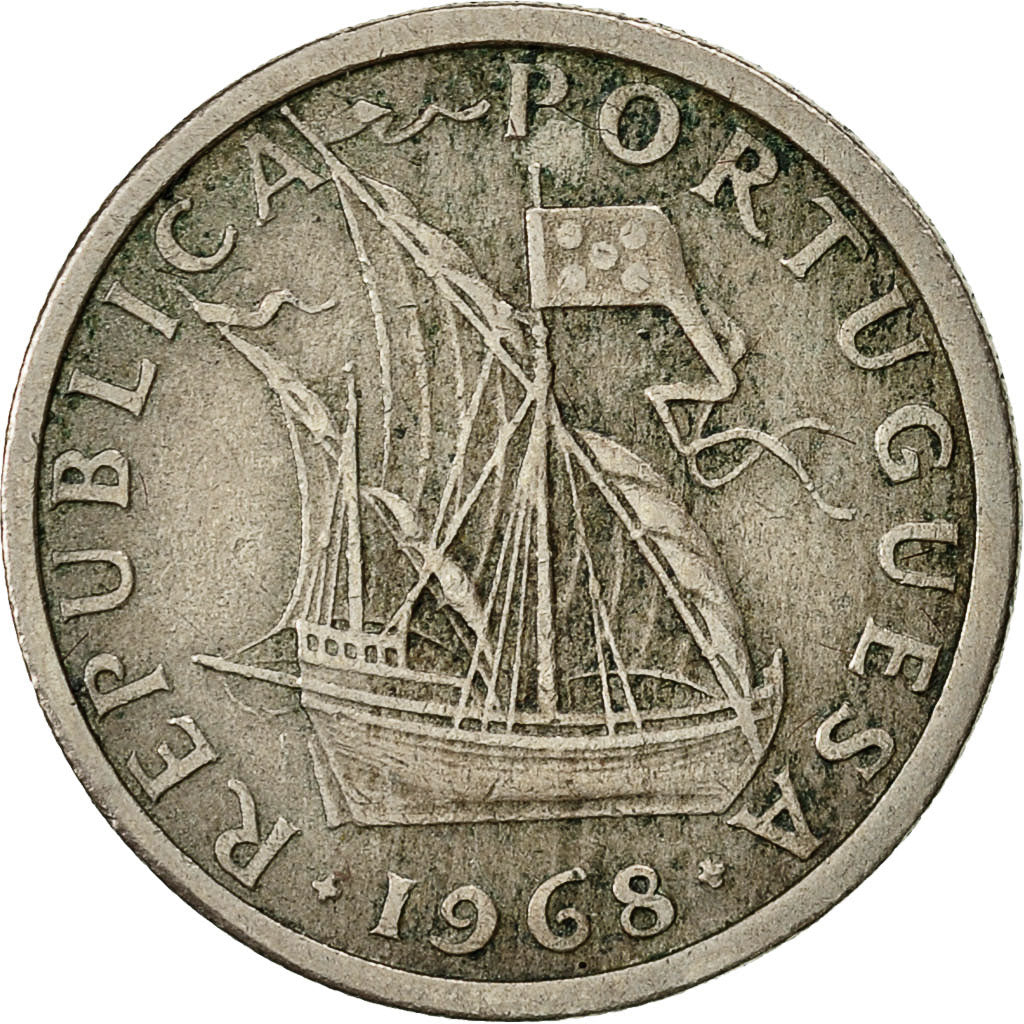 Munten, Portugal, 2-1/2 Escudos, 1968, FR, Copper-nickel, KM:590
