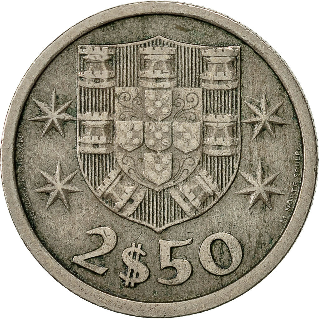 Munten, Portugal, 2-1/2 Escudos, 1968, FR, Copper-nickel, KM:590