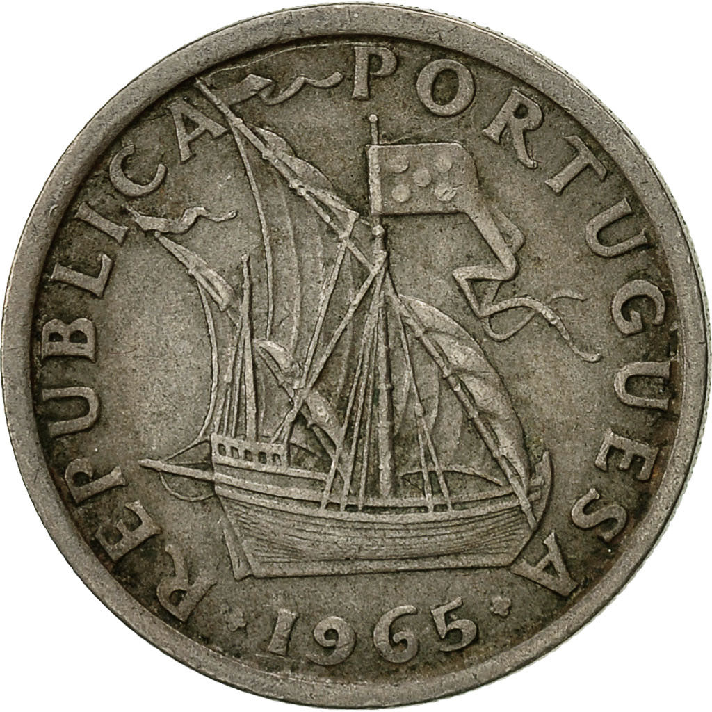 Munten, Portugal, 2-1/2 Escudos, 1965, FR, Copper-nickel, KM:590
