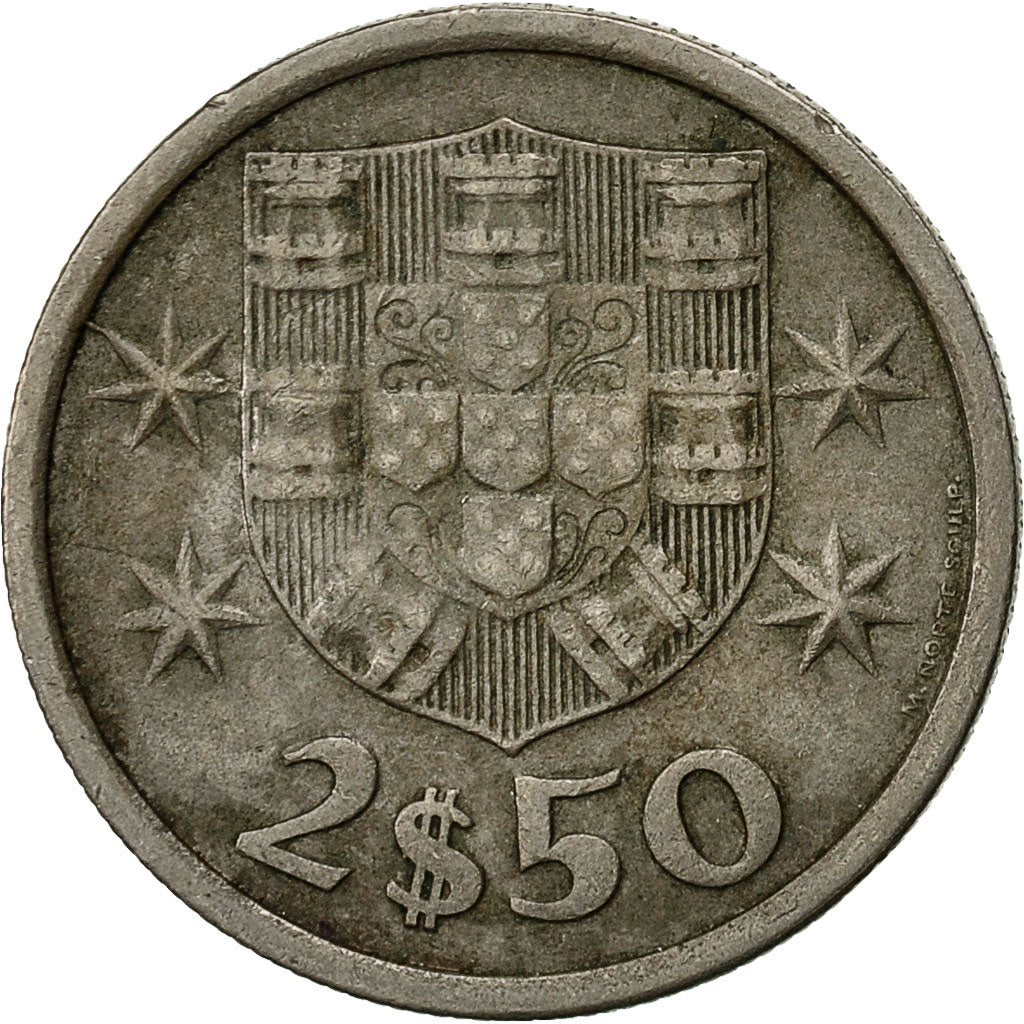 Munten, Portugal, 2-1/2 Escudos, 1965, FR, Copper-nickel, KM:590