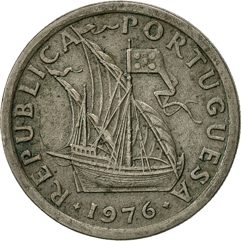 Coin, Portugal, 2-1/2 Escudos, 1976, VF(30-35), Copper-nickel, KM:590