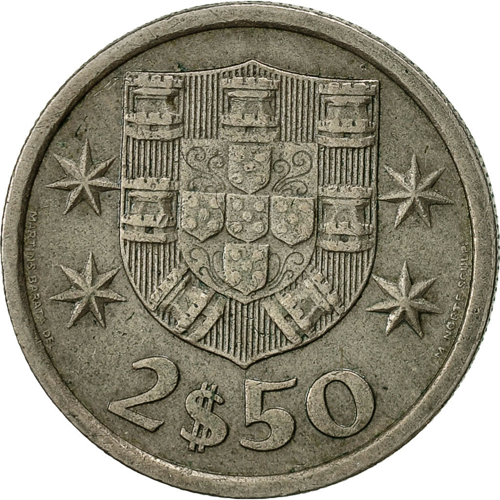 Coin, Portugal, 2-1/2 Escudos, 1976, VF(30-35), Copper-nickel, KM:590