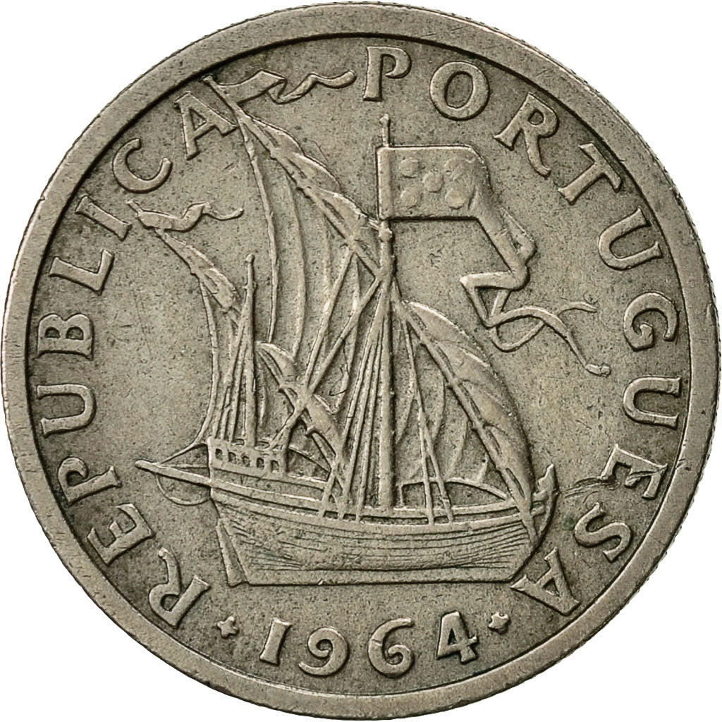 Munten, Portugal, 2-1/2 Escudos, 1964, FR, Copper-nickel, KM:590