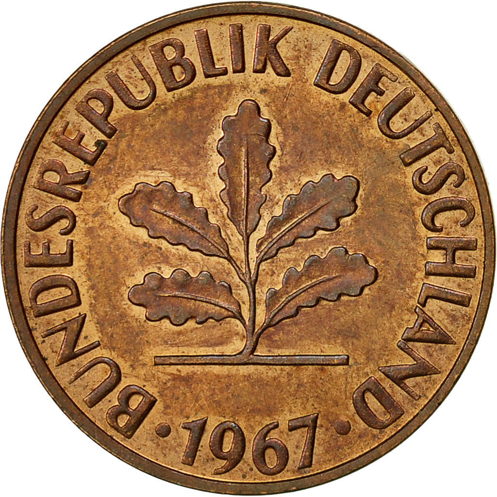 Moneta, GERMANIA - REPUBBLICA FEDERALE, 2 Pfennig, 1967, Hambourg, BB, Bronzo