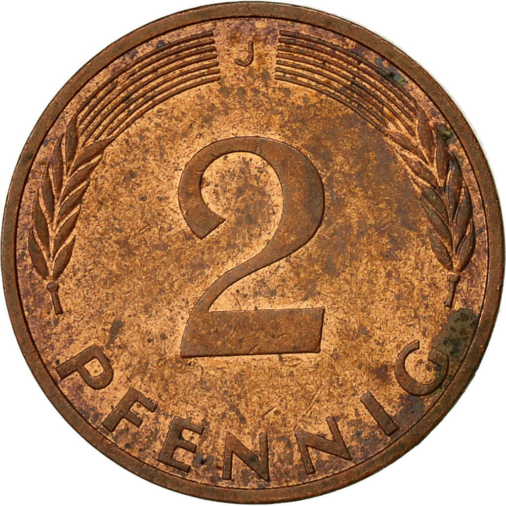 Münze, Bundesrepublik Deutschland, 2 Pfennig, 1974, Hambourg, S+, Copper Plated