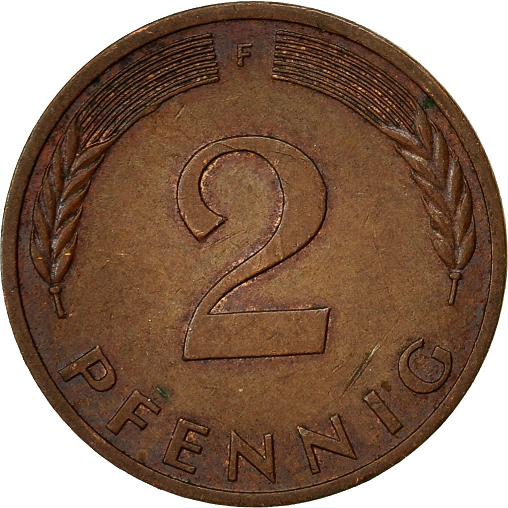Coin, GERMANY - FEDERAL REPUBLIC, 2 Pfennig, 1977, Stuttgart, EF(40-45), Copper