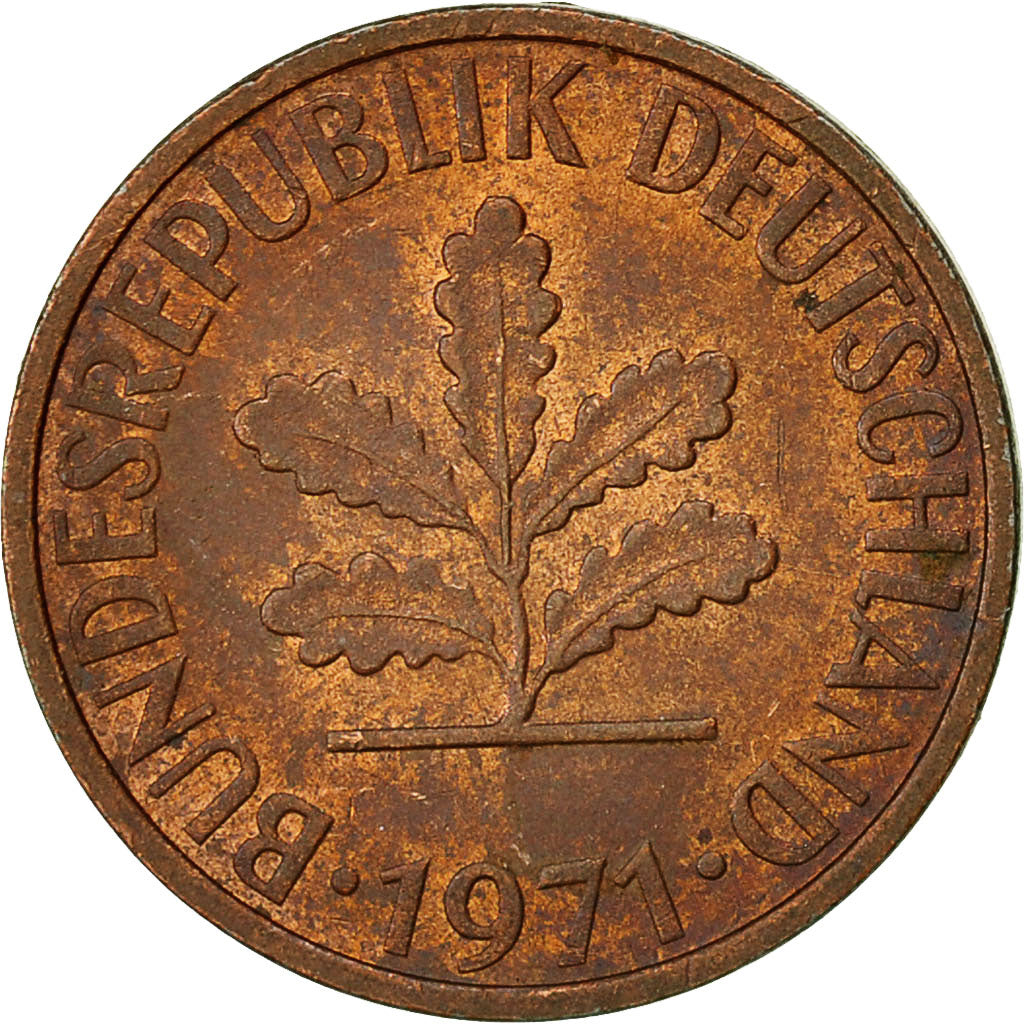 Coin, GERMANY - FEDERAL REPUBLIC, 2 Pfennig, 1971, Stuttgart, EF(40-45), Copper