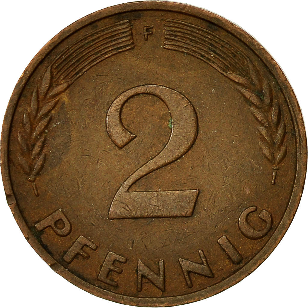 Coin, GERMANY - FEDERAL REPUBLIC, 2 Pfennig, 1950, Stuttgart, VF(30-35), Bronze