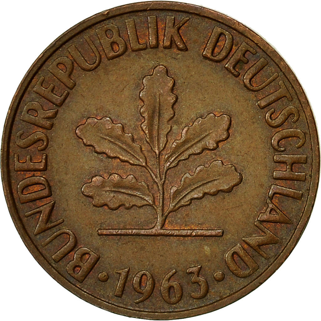 Moneta, GERMANIA - REPUBBLICA FEDERALE, 2 Pfennig, 1963, Hambourg, BB, Bronzo