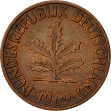 Coin, GERMANY - FEDERAL REPUBLIC, 2 Pfennig, 1969, Hambourg, EF(40-45), Copper