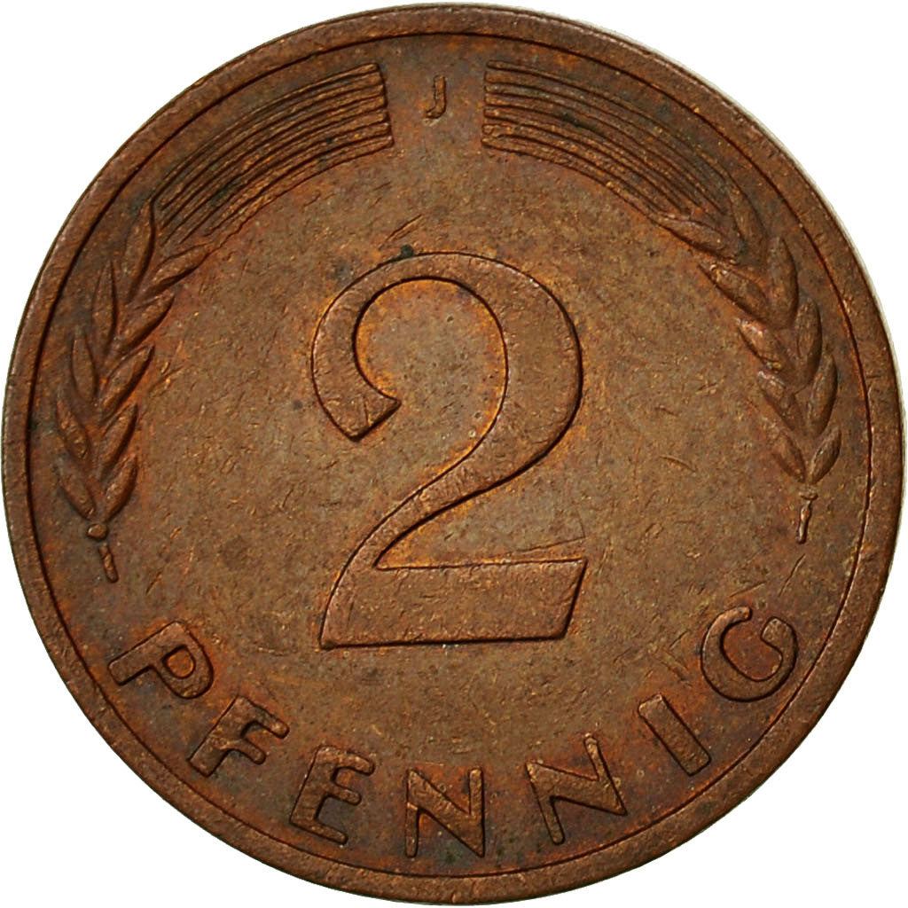 Coin, GERMANY - FEDERAL REPUBLIC, 2 Pfennig, 1969, Hambourg, EF(40-45), Copper